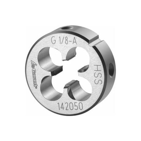 Garant 1/8in-28 HSS Round Die, for Whitworth Pipe Threads, Closed/Pre-Slit Form 142050 G1/8